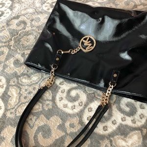 Michael Kors Patent Leather Bag with Gold Hardware